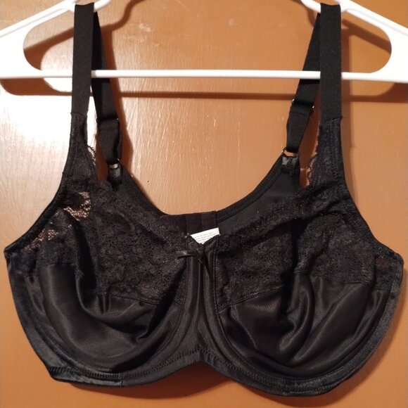 38D BLACK Lilyette COMFORT Lace Minimizer #0428 UNDERWIRE BRA - Picture 1 of 5